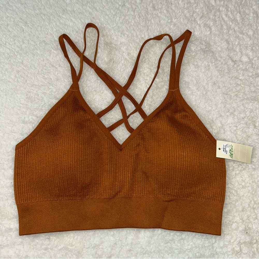 Aerie Seamless Strappy Padded Ribbed Bralette NWT